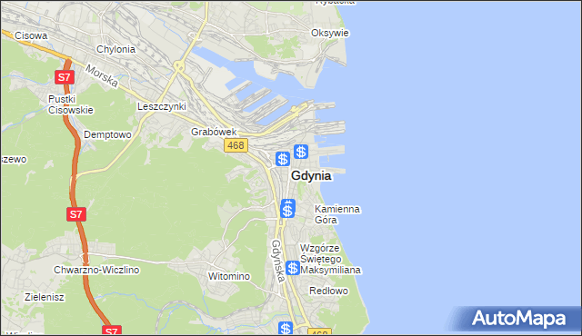 mapa Gdyni, Gdynia na mapie Targeo