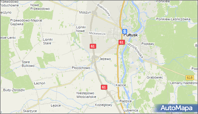 mapa Jeżewo gmina Pułtusk, Jeżewo gmina Pułtusk na mapie Targeo