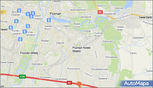 mapa Nowe Miasto gmina Poznań, Nowe Miasto gmina Poznań na mapie Targeo