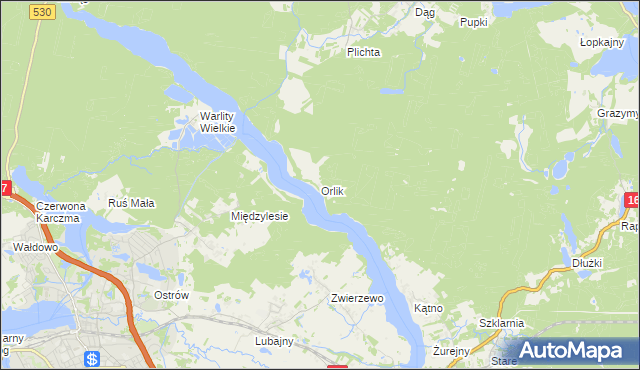 mapa Orlik gmina Łukta, Orlik gmina Łukta na mapie Targeo