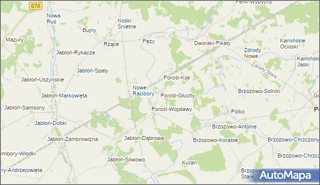 mapa Porośl-Głuchy, Porośl-Głuchy na mapie Targeo