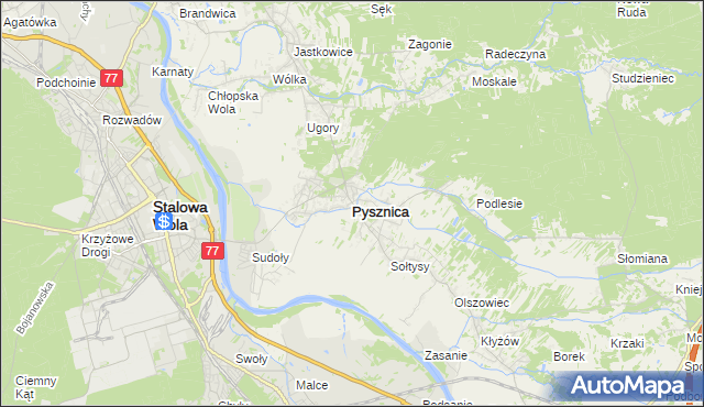 mapa Pysznica, Pysznica na mapie Targeo