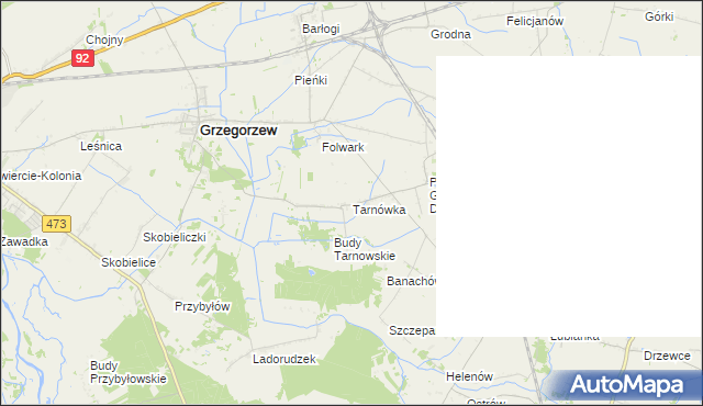 mapa Tarnówka gmina Grzegorzew, Tarnówka gmina Grzegorzew na mapie Targeo