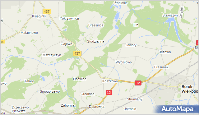 mapa Wroniny, Wroniny na mapie Targeo