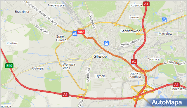 mapa Gliwic, Gliwice na mapie Targeo