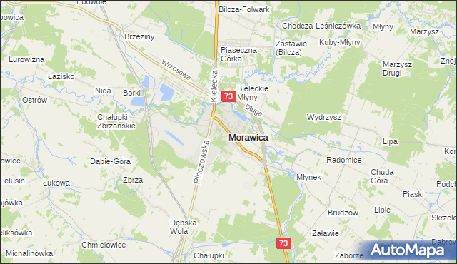 mapa Morawica powiat kielecki, Morawica powiat kielecki na mapie Targeo