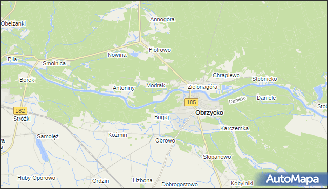mapa Obrzycko-Zamek, Obrzycko-Zamek na mapie Targeo