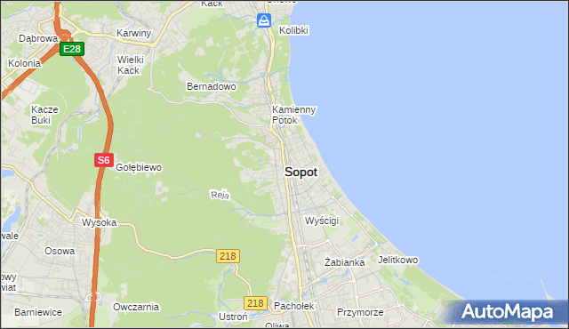 mapa Sopotu, Sopot na mapie Targeo