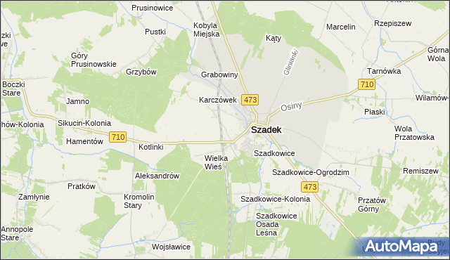 mapa Starostwo Szadek, Starostwo Szadek na mapie Targeo