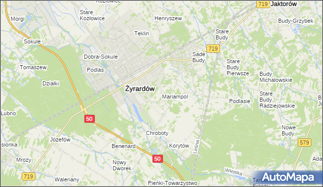 mapa Mariampol gmina Jaktorów, Mariampol gmina Jaktorów na mapie Targeo