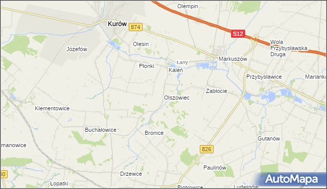 mapa Olszowiec gmina Markuszów, Olszowiec gmina Markuszów na mapie Targeo