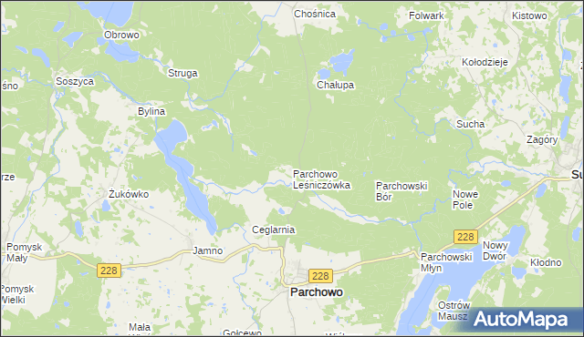 mapa Parchowo Leśniczówka, Parchowo Leśniczówka na mapie Targeo