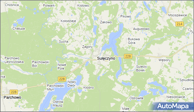 mapa Sulęczyno, Sulęczyno na mapie Targeo