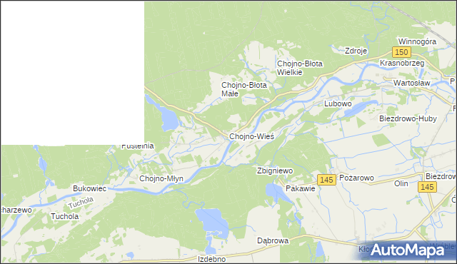 mapa Chojno-Wieś, Chojno-Wieś na mapie Targeo