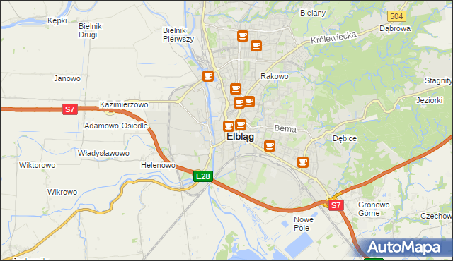 mapa Elbląga, Elbląg na mapie Targeo