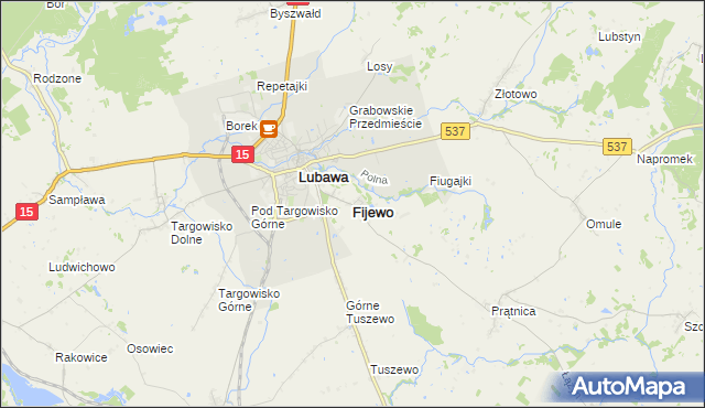 mapa Fijewo gmina Lubawa, Fijewo gmina Lubawa na mapie Targeo