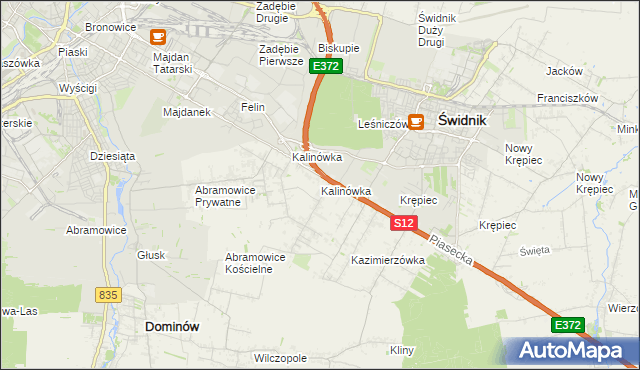 mapa Kalinówka gmina Głusk, Kalinówka gmina Głusk na mapie Targeo