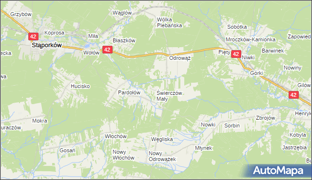 mapa Świerczów Mały, Świerczów Mały na mapie Targeo