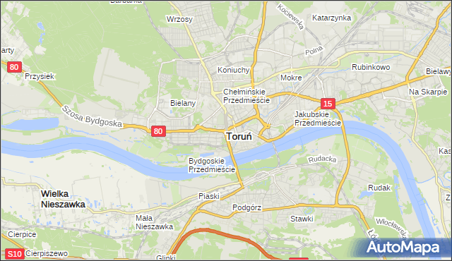 mapa Torunia, Toruń na mapie Targeo