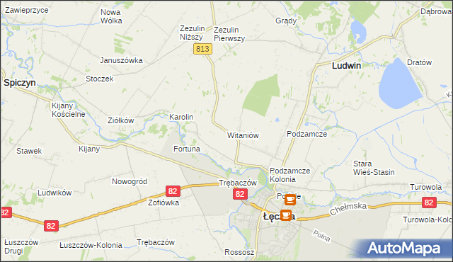 mapa Witaniów, Witaniów na mapie Targeo