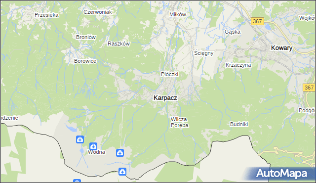 mapa Karpacz, Karpacz na mapie Targeo