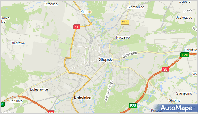 mapa Słupska, Słupsk na mapie Targeo