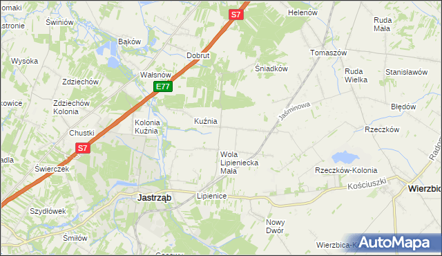 mapa Wola Lipieniecka Duża, Wola Lipieniecka Duża na mapie Targeo