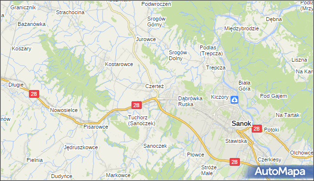 mapa Zabłotce gmina Sanok, Zabłotce gmina Sanok na mapie Targeo