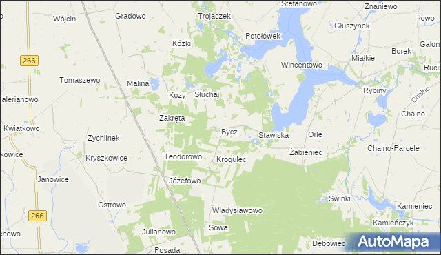 mapa Bycz gmina Piotrków Kujawski, Bycz gmina Piotrków Kujawski na mapie Targeo