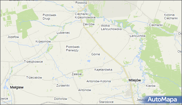 mapa Górne gmina Milejów, Górne gmina Milejów na mapie Targeo