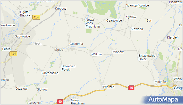 mapa Wilków gmina Biała, Wilków gmina Biała na mapie Targeo