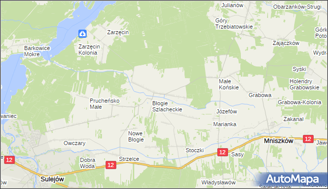 mapa Błogie Rządowe, Błogie Rządowe na mapie Targeo