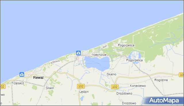 mapa Niechorze, Niechorze na mapie Targeo