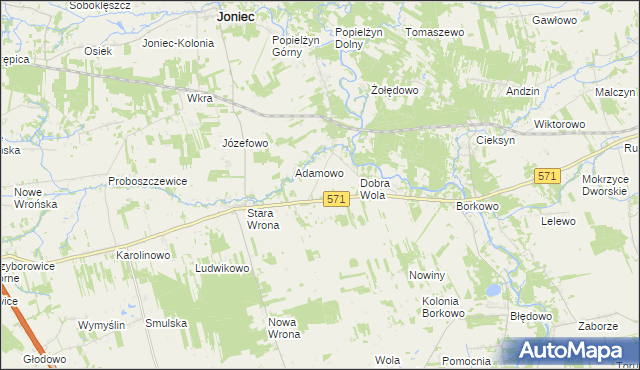 mapa Nowa Wrona gmina Nasielsk, Nowa Wrona gmina Nasielsk na mapie Targeo