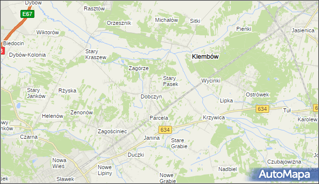 mapa Pasek gmina Klembów, Pasek gmina Klembów na mapie Targeo