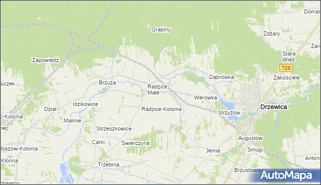 mapa Radzice Duże, Radzice Duże na mapie Targeo