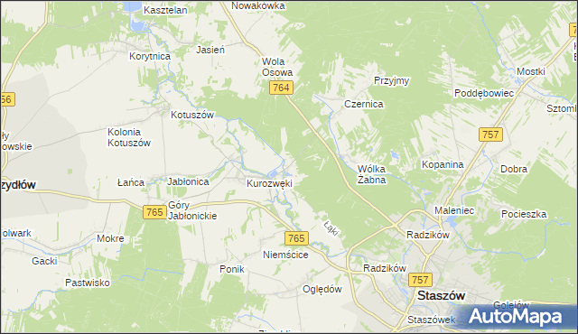 mapa Zagrody gmina Staszów, Zagrody gmina Staszów na mapie Targeo