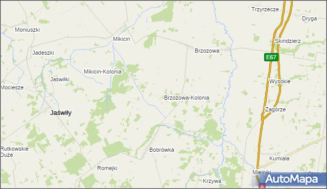 mapa Brzozowa-Kolonia, Brzozowa-Kolonia na mapie Targeo