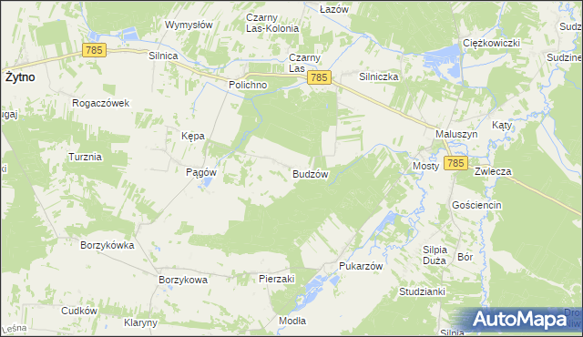 mapa Budzów gmina Żytno, Budzów gmina Żytno na mapie Targeo