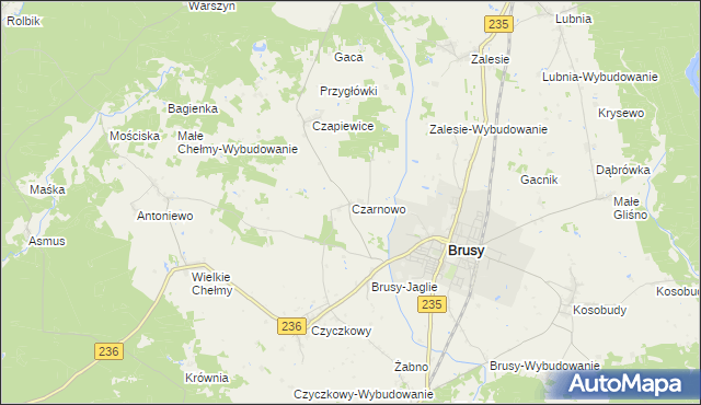mapa Czarnowo gmina Brusy, Czarnowo gmina Brusy na mapie Targeo