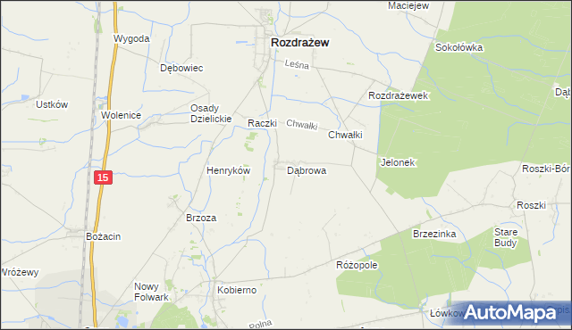 mapa Dąbrowa gmina Rozdrażew, Dąbrowa gmina Rozdrażew na mapie Targeo