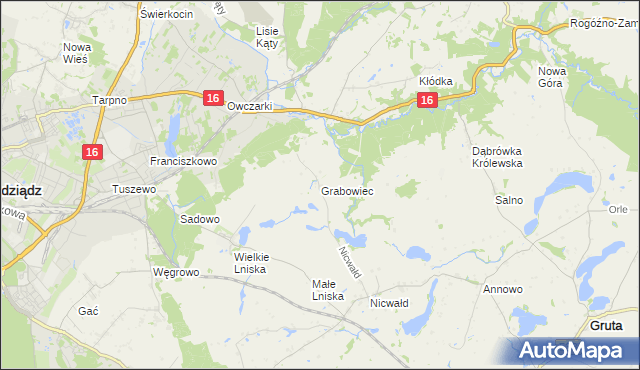 mapa Grabowiec gmina Grudziądz, Grabowiec gmina Grudziądz na mapie Targeo