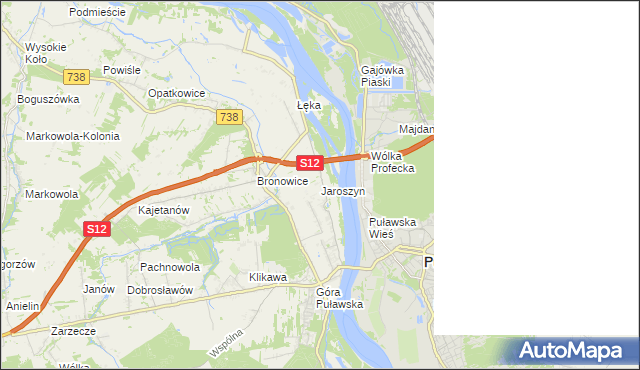 mapa Jaroszyn gmina Puławy, Jaroszyn gmina Puławy na mapie Targeo