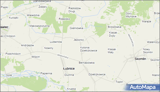 mapa Kolonia Dzietrzkowice, Kolonia Dzietrzkowice na mapie Targeo