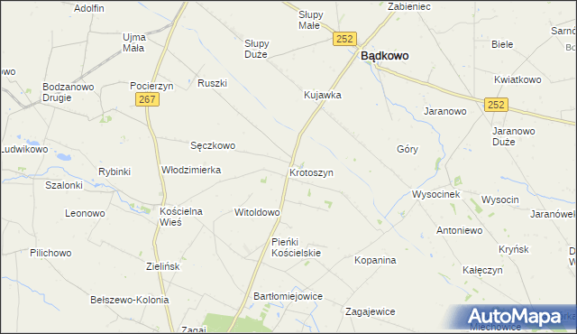 mapa Krotoszyn gmina Osięciny, Krotoszyn gmina Osięciny na mapie Targeo