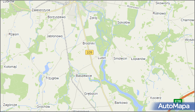 mapa Lubin gmina Gryfice, Lubin gmina Gryfice na mapie Targeo