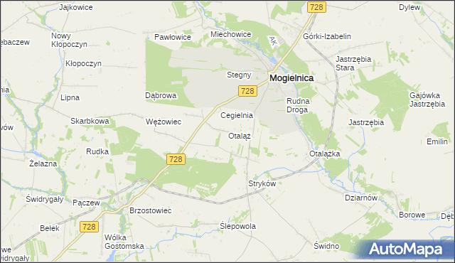 mapa Otaląż gmina Mogielnica, Otaląż gmina Mogielnica na mapie Targeo