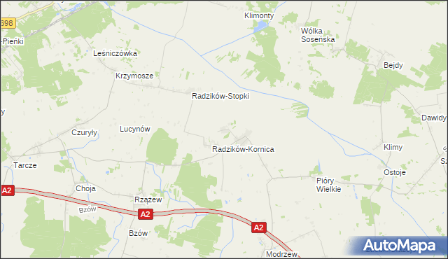 mapa Radzików-Oczki, Radzików-Oczki na mapie Targeo