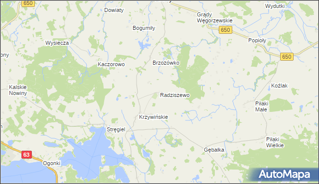 mapa Radziszewo gmina Pozezdrze, Radziszewo gmina Pozezdrze na mapie Targeo