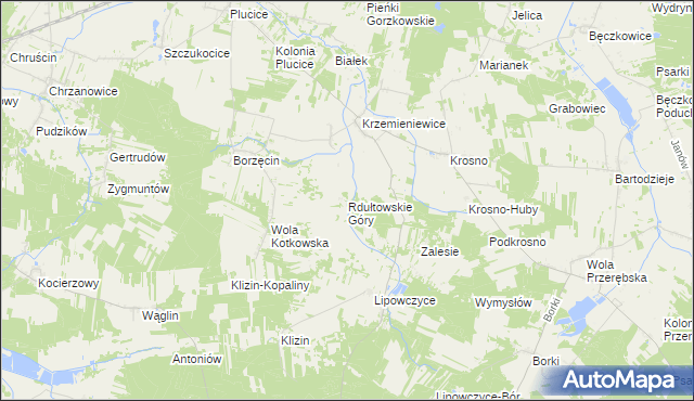 mapa Rdułtowskie Góry, Rdułtowskie Góry na mapie Targeo